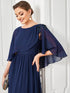 Chiffon Cape Mother of the Bride Dress with A-Line Silhouette and Floral Sequin Applique