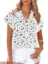 Chiffon Fashion Printed V-Neck Short Sleeve Blouse