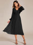 Chiffon Wedding Guest Dress with Knee Length and Long Sleeves