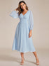 Chiffon Wedding Guest Dress with Knee Length and Long Sleeves