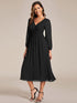 Chiffon Wedding Guest Dress with Knee Length and Long Sleeves