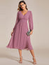 Chiffon Wedding Guest Dress with Knee Length and Long Sleeves