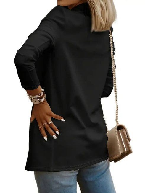 Classic Open-Front Long Sleeve Solid Lapel Casual Blazer