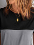 Color Matching Loose Versatile Round Neck T-Shirt