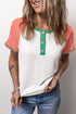 Colorblock Raglan Sleeve Textured White Henley T-shirt