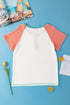 Colorblock Raglan Sleeve Textured White Henley T-shirt