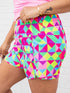 Colorful Geometric Print Active Shorts with High Waist