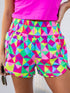 Colorful Geometric Print Active Shorts with High Waist