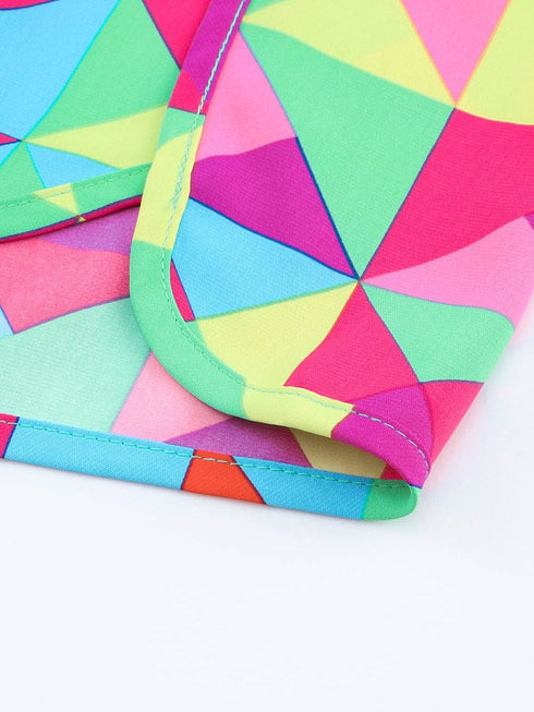 Colorful Geometric Print Active Shorts with High Waist