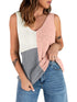 Colorful Sleeveless V-Neck Knitted Vest with Contrast Stitching for Women