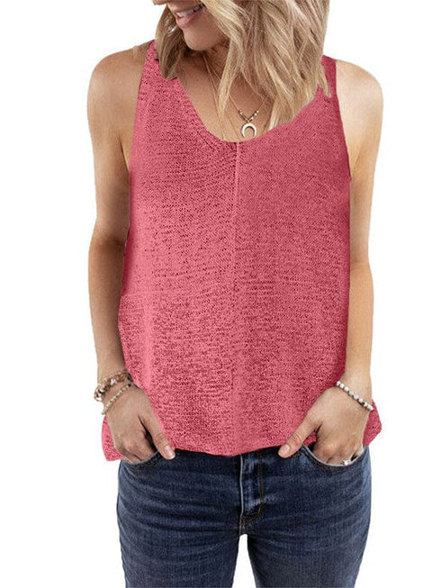 Colorful Sleeveless V-Neck Knitted Vest with Contrast Stitching for Women