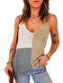 Colorful Sleeveless V-Neck Knitted Vest with Contrast Stitching for Women