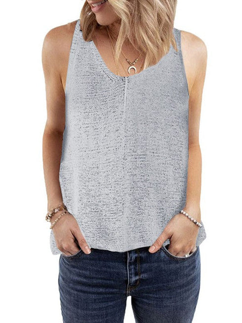 Colorful Sleeveless V-Neck Knitted Vest with Contrast Stitching for Women