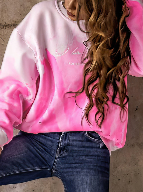 Colorful Tie-Dye Long Sleeve Hoodies with Round Neck