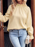 Comfortable Casual Striped Lotus Leaf Collar Long Sleeved Blouse