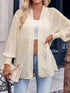 Comfortable Loose Jacquard Fresh Fashion Casual Solid Color Cardigan - Closed - Bishop - Poet - Jewel