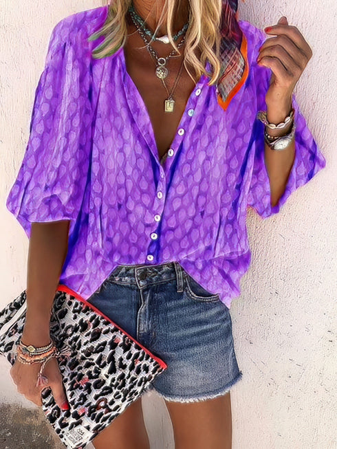 Comfy Button-Up Cardigan with Loose Fit Lapel & Long Sleeves