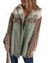 Contrast Stitched Corduroy Hooded Jacket for Women