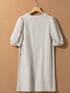 Cotton Linen Temperament Round Neck Long Sleeve Mini Dress
