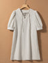 Cotton Linen Temperament Round Neck Long Sleeve Mini Dress