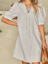 Cotton Linen Temperament Round Neck Long Sleeve Mini Dress