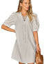 Cotton Linen Temperament Round Neck Long Sleeve Mini Dress