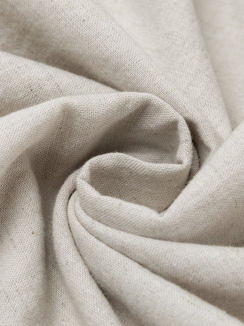 Cotton Linen Temperament Round Neck Long Sleeve Mini Dress