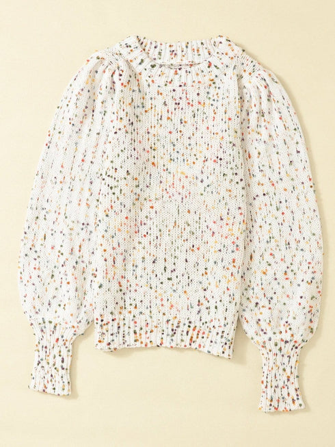 Cozy Beige Polka Dot Cable Knit Sweater