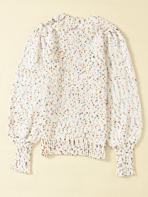 Cozy Beige Polka Dot Cable Knit Sweater