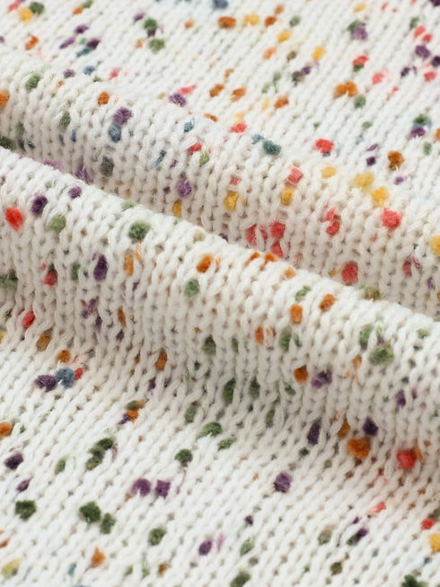 Cozy Beige Polka Dot Cable Knit Sweater