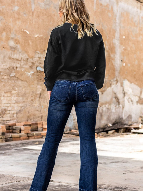 Cozy Black Hey Boo Print Pullover for Fall