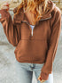 Cozy Brown Hoodie with Kangaroo Pocket and Quarter Zip