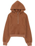 Cozy Brown Hoodie with Kangaroo Pocket and Quarter Zip
