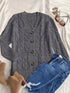 Cozy Cable Knit Button-Front Long Sleeve Cardigan