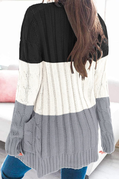Cozy Cable Knit Button-Front Long Sleeve Cardigan