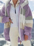 Cozy Colorful Jacket with Hood, Stylish Zippered Drawstring Outerwear for Women