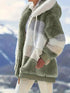 Cozy Colorful Jacket with Hood, Stylish Zippered Drawstring Outerwear for Women