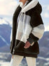 Cozy Colorful Jacket with Hood, Stylish Zippered Drawstring Outerwear for Women