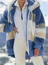 Cozy Colorful Jacket with Hood, Stylish Zippered Drawstring Outerwear for Women