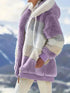 Cozy Colorful Jacket with Hood, Stylish Zippered Drawstring Outerwear for Women