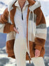 Cozy Colorful Jacket with Hood, Stylish Zippered Drawstring Outerwear for Women