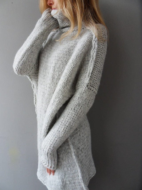 Cozy Crochet Knit Turtleneck Sweater for Women