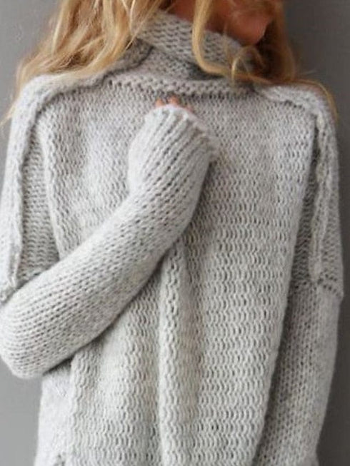 Cozy Crochet Knit Turtleneck Sweater for Women