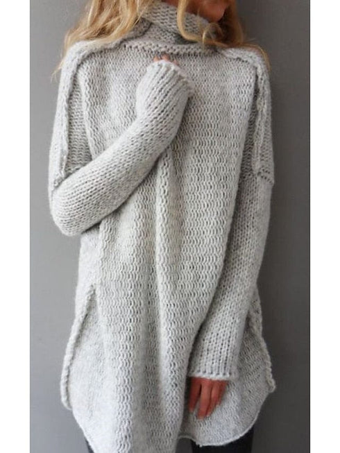 Cozy Crochet Knit Turtleneck Sweater for Women