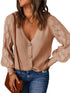 Cozy Diamond Embellished Puff Sleeve Sweater Jacket Women's Loose Fit Cardigan Sweater