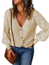 Cozy Diamond Embellished Puff Sleeve Sweater Jacket Women's Loose Fit Cardigan Sweater