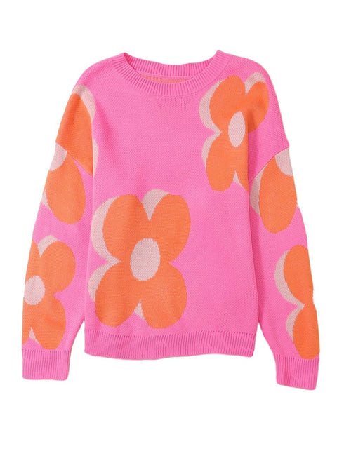 Cozy Floral Bouquet Knit Pullover