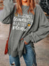 Cozy Gray Graphic Split Oversized Sweatshirt