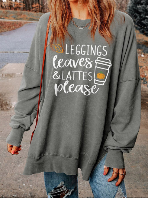 Cozy Gray Graphic Split Oversized Sweatshirt