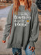 Cozy Gray Graphic Split Oversized Sweatshirt